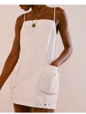 Free People Cream Mini Dress with Cargo Pockets